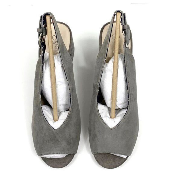 Seychelles Playwright II Slingback Block Heels Gray Suede Peep-Toe Size 8.5 M - Picture 4 of 16